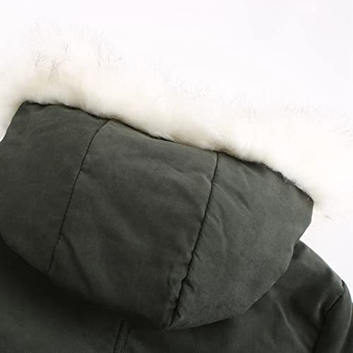 Womens Warm Thick Fuzzy Zip Up Hoodies Outwear Long Sleeve Sherpa Lined Jacket Coats Winter Fleece Coat With Fur Hood Army Green #TOP7