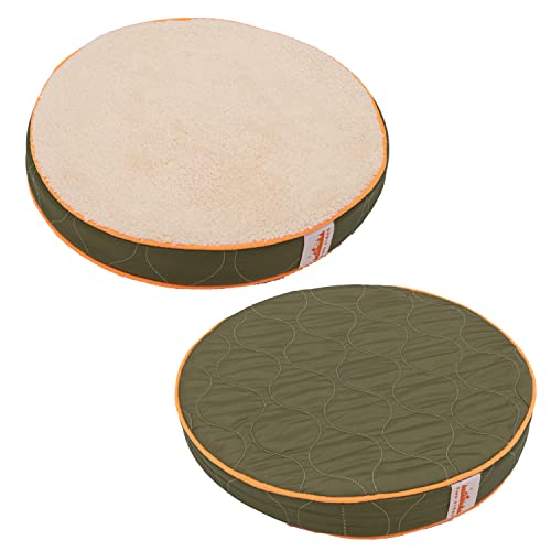 萩原 ラウンドクッション リーバシブル グリーン 直径約50×6cm 2枚組セット 「two sides」 アウトドア キャンプ