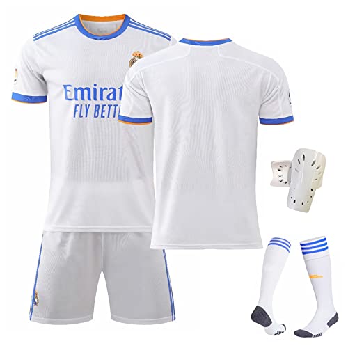 DBEEP Maillot de Football Ensemble Maillot Real Madrid Ensemble T-Shirts et Shorts D'EntraîNement Sportif pour Enfants/Adultes avec Chaussettes,No Printing,Kid16 Cover