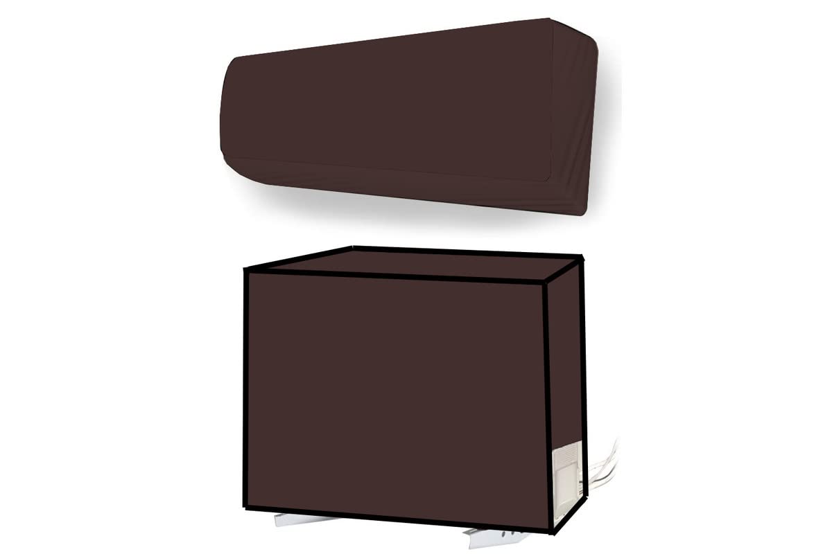 PABLA AS waterproof and dustproof Split AC Cover for LG 1 Ton 5 Star JS-Q12HUZD Inverter (Indoor & Outdoor Unit Only Design NO:- 101022/COFFEE)