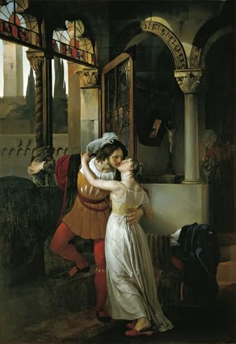 Toile Roméo et Juliette Francesco Hayez 60x90cm pour Décoration Salon Moderne