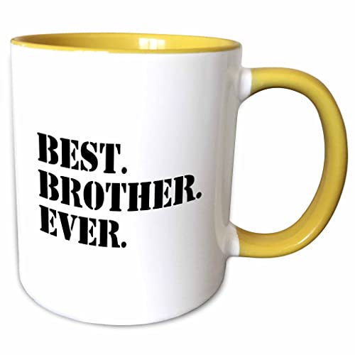 3dRose Best Brother Ever - Gifts for Brothers 15oz Two-Tone Yellow Mug