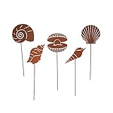 UNUS Gartenstecker Rost Muscheln im 5er Set