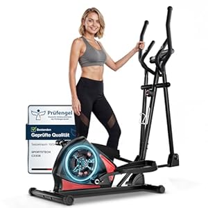 Sportstech Crosstrainer für Zuhause, extrem leiser magnetischer Ellipsentrainer, Crosstrainer mit 8 Widerstandsstufen, LCD-Display, bis 120 kg, Bluetooth, App-Steuerung und Pulssensor, CX608