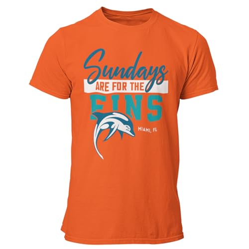 Sundays are for The Fins Sports Memorabilia Vintage Style Miami Classic Dri-Power Unisex Adult T-Shirts Orange