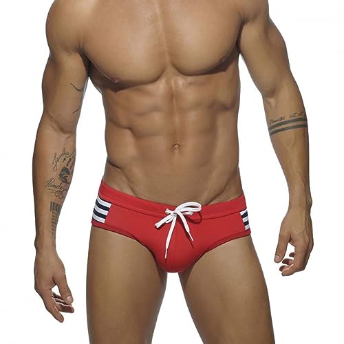 RQPYQF Costume Slip Uomo Mare, Nuoto Swimming Brief Con Coulisse Regolabile YK93 - Taglia M-XXL (Rosso#1, L)