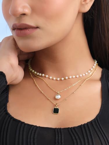 Image of Yellow Chimes 2Pcs Long Chain Pendent Necklace for Women & Girls - Stylish Pendant Chains for Wife, Girlfriend, Birthday, Anniversary