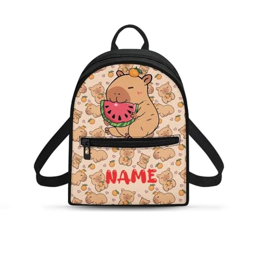 Personalized Capybara Mini Backpack for Girls Custom Name Small Shoulder Bags for Women Waterproof Design Daypack for Shopping, Weekend Trips, College