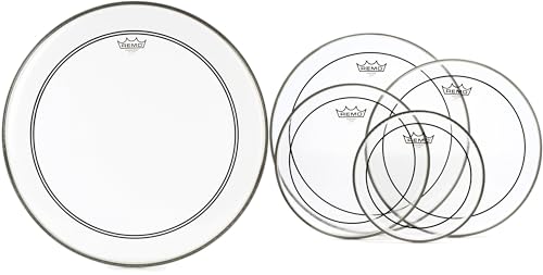 Remo Pinstripe Clear 4-piece Tom Pack - 10/12/14/16-inch and 22-inch Powerstroke P3 Clear Bass...