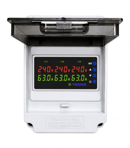 Image of YOKINS 3-Phase Automatic Over /Under Voltage Protector 63A 220VAC | Dual Working Mode | Overcurrent, Phase-Loss & Phase-Imbalance Protection (YD-6VA with Weatherproof Mount)