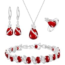 Wedding Jewelry Set for Women Gem Necklace Earrings Bracelet Luxury Jewelry Set Birthday Valentines Day Mothers Day Christmas Prom Jewelry Gift