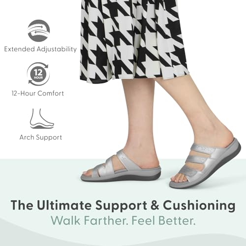 Image of Orthofeet Women's Orthopedic Sahara Adjustable Three-Strap Slide Sandal
