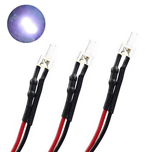 Evemodel 20 Stk. Vorverdrahtete LED 2mm weis Dioden Lampe Beleuchtungs mit Kabel 20cm 12-18 V