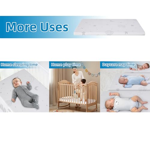 Image of Pack and Play Mattress Pad 38 inchx26 inchx1.5 inch, Breathable Hypoallergenic High Density Foam Portable Pack n Play Mattress