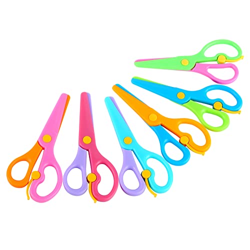 6PCS Children’s Blunt Tip Training Scissors |Toddler Safety Kids First Loop Scissors Preppy School Supplies Preschool Kindergarten Student Plastic Learning Scissors Left Right Handed Scissors
