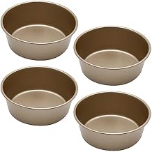 4Pcs Mini Cake Pan Set Small Round Cake Pan Set Cake 4.3 Inch Round Aluminum Cake Pan Set Non-stick Baking Pan Non-Toxic for Baking Roasting Home Party
