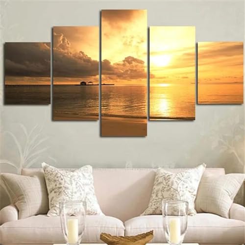 Affiche sur toile paysage moderne, impression d'art en 5 panneaux pour décoration murale