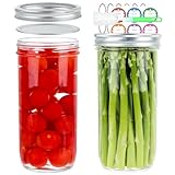 CARBLIN Wide Mouth Mason Jars 24 oz, 2 Pack 720ml Glass Canning Jars with Airtight Lids, Large Storage Jar with Labels Brush, Clear Mason Jars for Canning, Fermenting, Pickling, DIY Projects