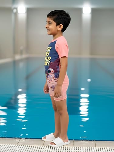 Image of KiddoPanti Boys & Girls Half Sleeve Mid Thigh Length Swim Suit