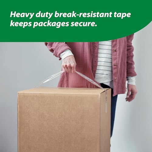 duck hd clear packing tape refills - 6 rolls of strong heavy duty packing tape for shipping and moving boxes and packaging - 188 in x 546 yards - 334 core - clear 441962