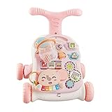 Milageto de empuje interactivo para bebé, centro de actividad Musical infantil, juguete de empuje multifuncional para regalos de cumpleaños de 1 año, Rosado