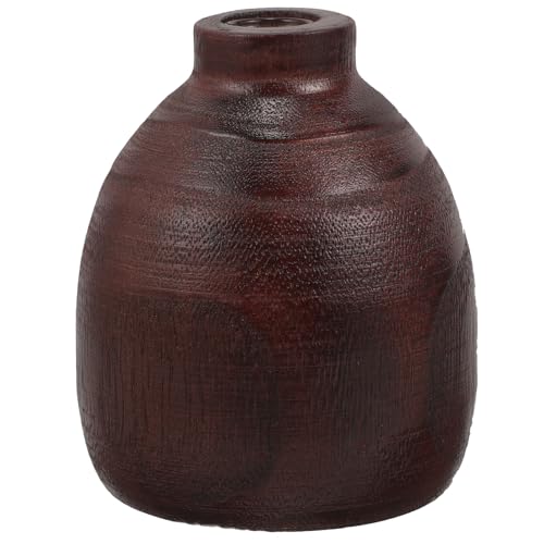 SOLUSTRE Florero Rústico de Madera Maciza Estilo Japonés 10 CM X 8 CM para Decoración de Escritorio y Hogar Jarrón Hidropónico Artesanal Adecuado para Plantas Pequeñas y Ambiente Natural