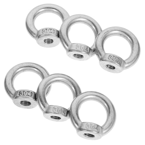 LOLIPPYY Threaded Stainless Steel M8 Eye Nut 6pcs for Heavy Duty Lifting and Marine Applications Hand Tightened Fastener