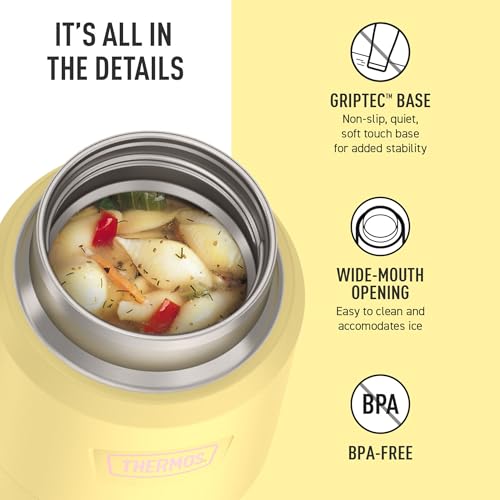 Image of THERMOS ICON Stainless Steel Food Jar with Spoon, 12 Ounce, Yellow