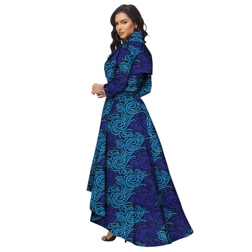 Image of African Dresses for Women A-line Floor-Length Dress Traditional Ankara Kente Print Evening Dress