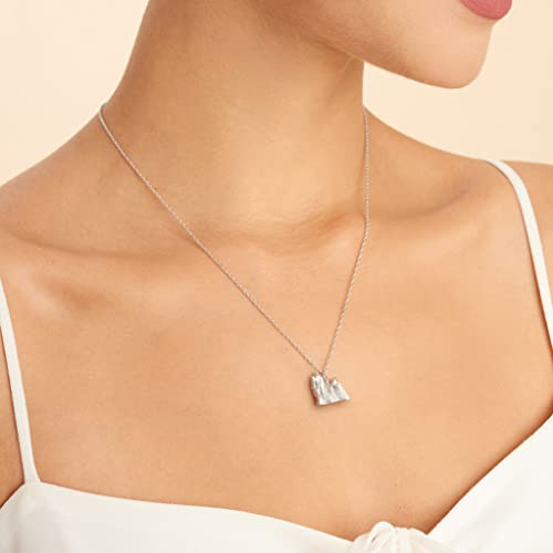 Scamper & Co Maltese Pendant Necklace For Women And Girls And Girls - Premium Plated Rhodium Sterling Silver Rope Chain With Easy Closure Lobster Claw Clasp, 18 Inch #TOP1