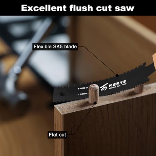 KERYE 6 Inch Hand Saw, SK5 Flexible Blade Woodworking Tools, Japanese Pull Saw with Double Edges of 11/17 TPI, Sharp and Light Hand Tools for Wood Cutting, Carpenter Tools for Men Gifts - Image 4