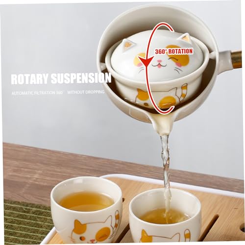 Théière et infuseur de rotation 360 anti-brûlure, set de thé portable 7 pièces