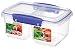 Sistema KLIP IT Rectangular Collection Split Food Storage Container, Medium, 33.8 oz./1.0 L, Clear/Blue