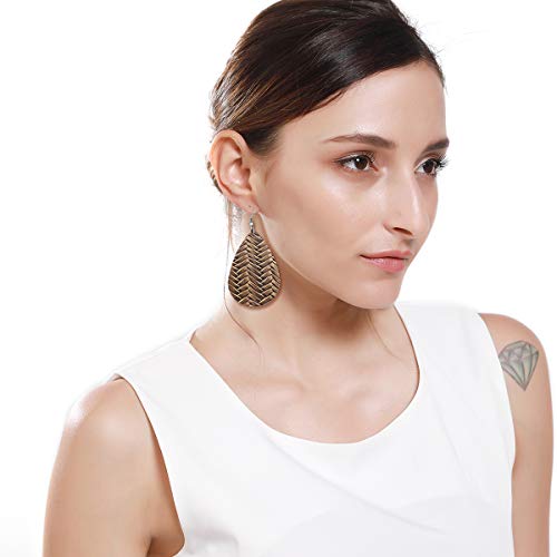 Aidsotou 24 Pairs Teardrop Faux Leather Earrings Set For Teens Girls Women Black And Red Animal Floral Print Leopard Print Lightweight Leather Dangle Drop Earrings (Leather & 24Set) #TOP6