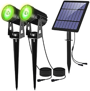 CORESLUX LED Solar Spotlight Outdoor Garden Landscape Lamps, Waterproof IP65, Auto On/Off, Ground Light for Garden, Tree, Yard, Lawn, Fence, 2 Pack (Green Light)