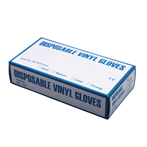 jojomis 100 guantes desechables de vinilo antiestáticos, sin polvo, sin látex, talla S, transparente
