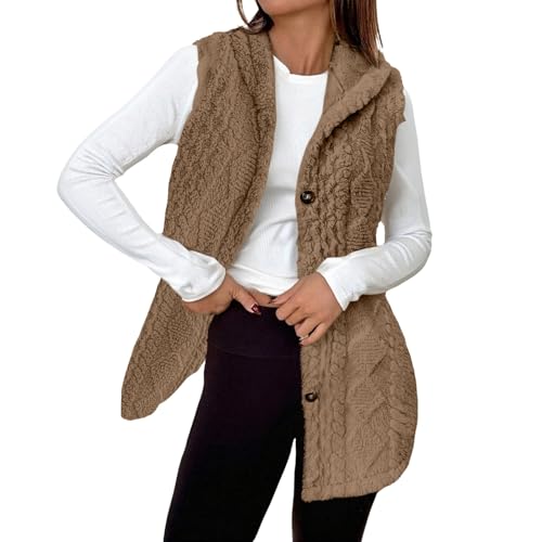 Gilets en polaire pour femme longs contre le froid hivernal sans manches