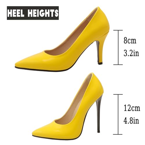 Alyaafifa Elegant High Heel Stiletto Pumps for Women 3 Inch Closed Pointed Toe Slip On Patent Leather Dress Shoes Party Event Wedding Business3