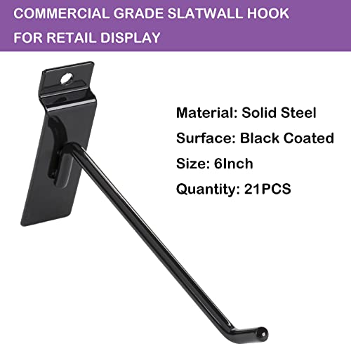42Pcs Black Slatwall Hook (21 Each 6" And 8"), Heavy Duty Slatwall Hooks & Hangers, 3/16" Dia Panel Display Hook For Commercial Retail And Exhibition, Metal Slatwall Panel Hook For Garage Gadget Store #TOP2