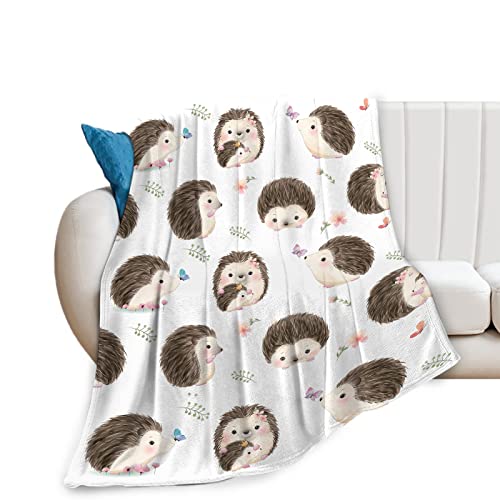 Image of Hedgehog Blanket Cozy Plush Flannel Fleece Cute Animal Throw Blanket for Boys Girls Kids Ultra Soft Lightweight Fuzzy Nursery Blankets Gifts for Bed Couch Sofa 50"x40"