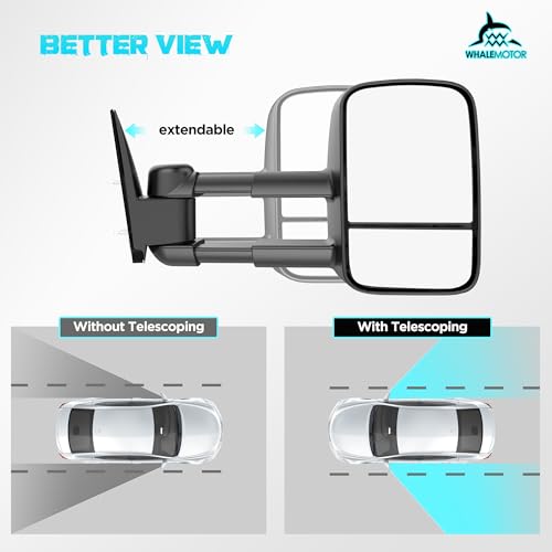 Image of Tow Mirrors Compatible with 1988-1998 Chevy GMC C /K 1500 2500 3500, Manual Folding Extended Trailer Towing Side Mirrors