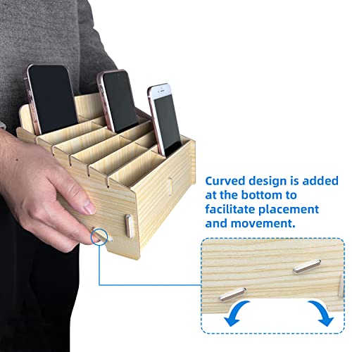 Hejall Wooden Desktop Storage Box Mobile Phone Management Storage Box Creative Desktop Office Meeting Finishing Grid Multi Cell Phone Rack Display (12 Grids) #TOP6