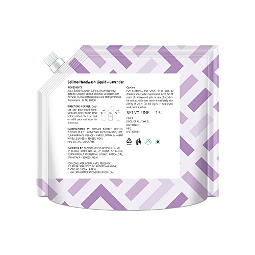 Amazon Brand - Solimo Handwash Liquid Refill- 1500 ml X 2, Lavender - Image 5
