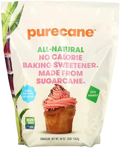 Purecane Sugar Substitute Baking Sweetener, Purecane Baking Pouch, Granular Sugar Alternative, Zero Calorie Sweetener, Non GMO, Vegan, Diabetic & Keto Friendly 48 Ounce