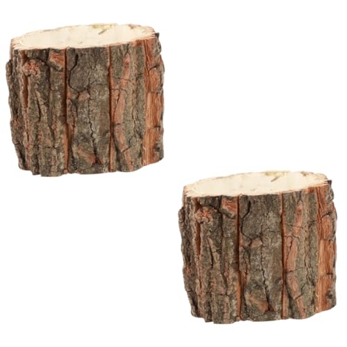 BESPORTBLE Driftwood Planter 2pcs Candlestick Wine Barrel Wooden Vase Bucket Wood Boxes Dried Stand Bucket Basin Pen Holder Planting Pot Tree Stump Rural Bark Wedding Desk Decorate