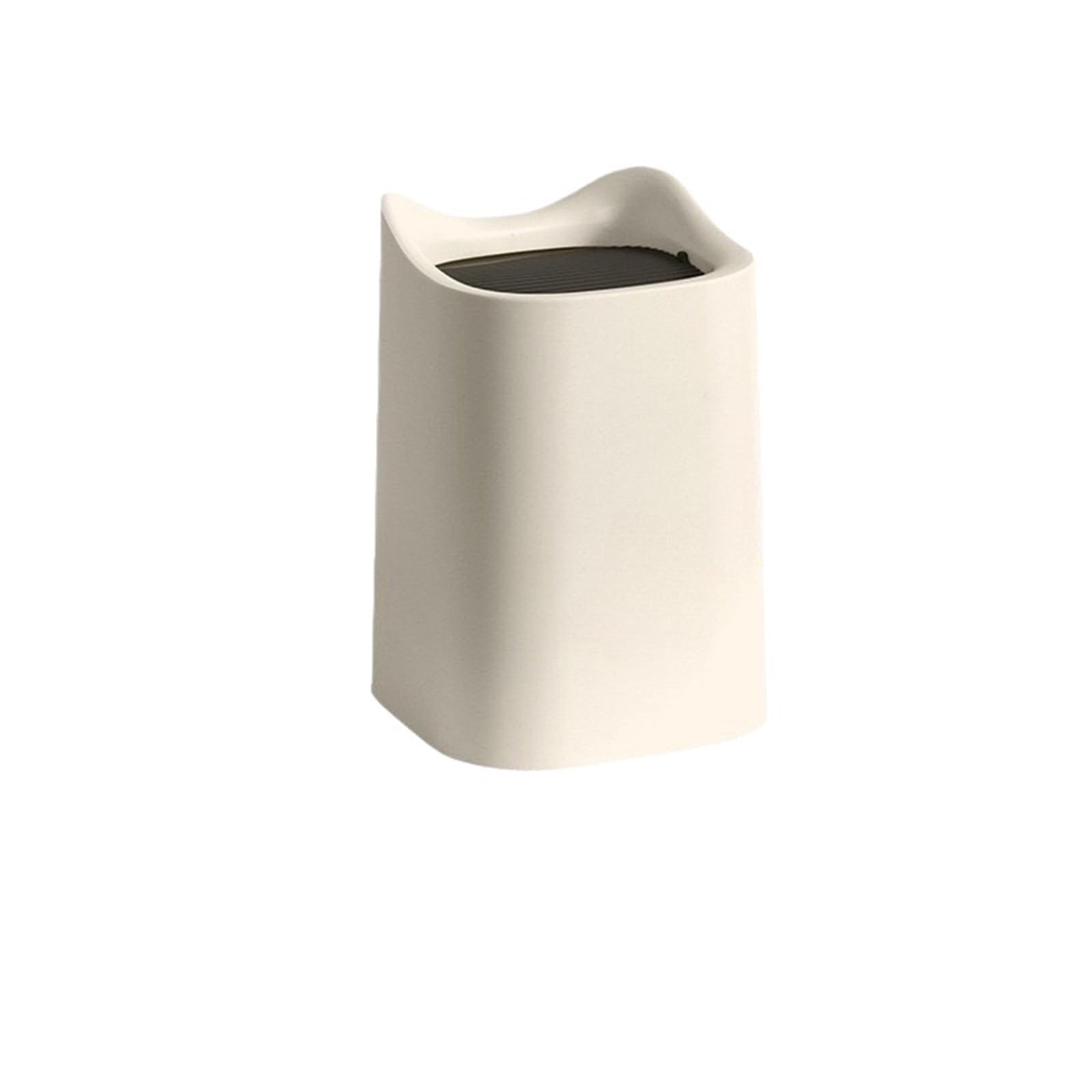 Mini Press Lid Wastebasket, 2 Pcs Desk Trash Can Beige 12.5x12x18cm Plastic Swing Lid Coffee Table Bedside