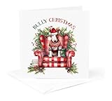 3dRose, Bully Moms will love this Bull Terrier Dog in a Christmas Sweater, 1 Greeting Card with envelope