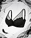 Popilush Minimizer Bras for Women Lace Underwire Bra with Side Support Unlined Full Coverage for Large Bust Balck 36DDD