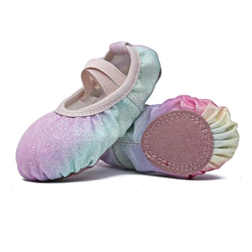 MSMAX Women Ballet Dance Shoes Glitter Flats Party Princess Rainbow Shoes 5.5 M US Women
