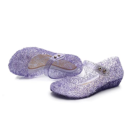 Frozen Inspired Elsa Flats Mary Jane Dance Party Cosplay Jelly Shoes, Snow Queen Princess Birthday Sandals for Little Girls, Toddler4